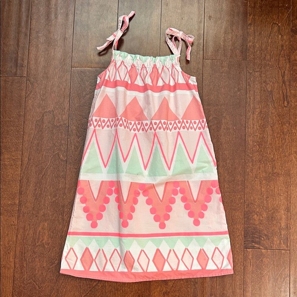 Gymboree Pink and White Geometric Pattern Cotton Dress, Size 8